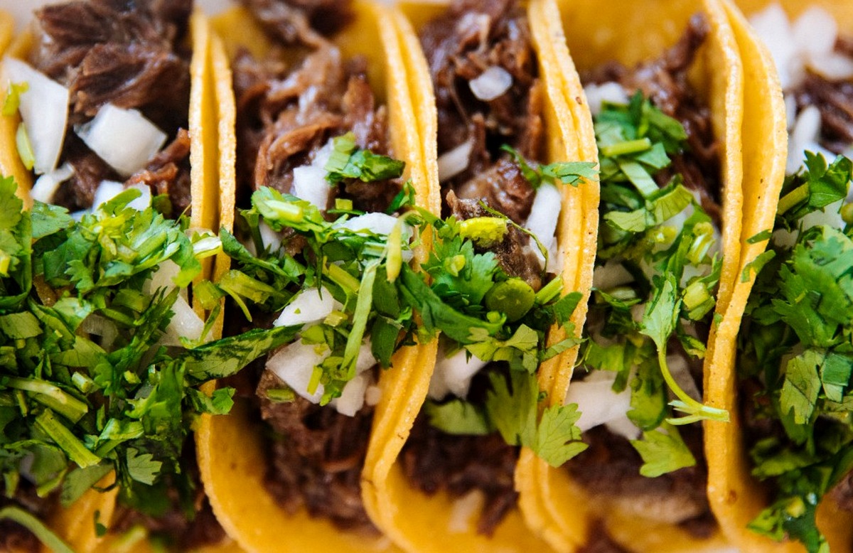 Three shredded beef tacos
